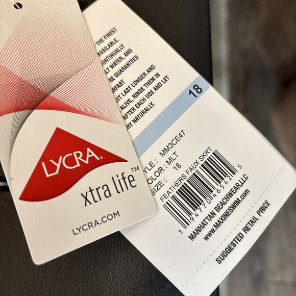 Maxine Of Hollywood 18 swim suit blue Skirted Floral Swim Suit Bathing Suit - Picture 6 of 10